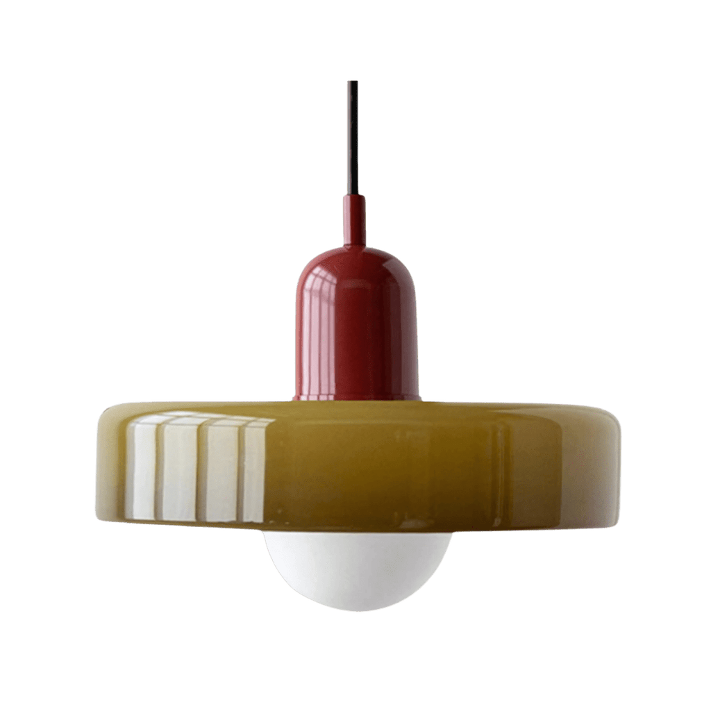 Hängeleuchte im Bauhaus-Stil aus farbigem Glas